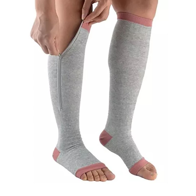 3 Pairs Zipper Compression Socks Nylon Open Toe Compression Socks