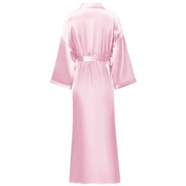 V Vaborous Women's Satin Robe Long Silk Robes Kimono Robes Long Bridal Robes Silky Bathrobes Sleepwear, Pink, L/XL