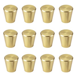 Ymaiss 12 Packs Brushed Gold Cabinet Knobs Cone Shape Kitchen Dresser Knobs Drawer Pull Handles Single Hole Knobs for Drawer Dresser Cupboard Wardrobe