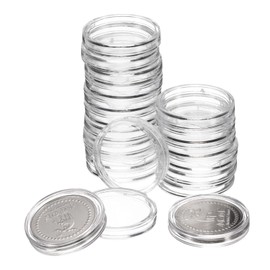 sourcing map 20 Pcs 22.5mm Silver Dollar Coin Holders, Plastic Coin Capsule Covers Acrylic Clear Round Coin Collection Supplies Container for Silver Coin Protectors or NFC Tag