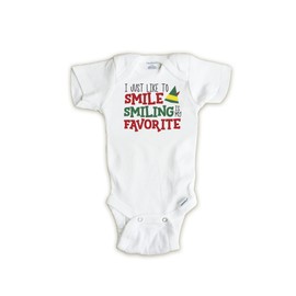 I Just Like to Smile Smiling is my Favorite Baby's First Christmas Elf Onesie (6 to 9 months)