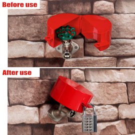 Outdoor Faucet Lock, Faucet Lock Suitable for Water Valves, Gate Valves, Hoses, and Propane Tank Locking Device - Prevents Water Theft, with Password Padlock (Red