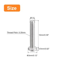 sourcing map M1.6-0.35 x 10 mm Pack of 100 Flat Round Head Screws 304 Stainless Steel Phillips Drive Machine Screws Hardware Fastener for Furniture Connection