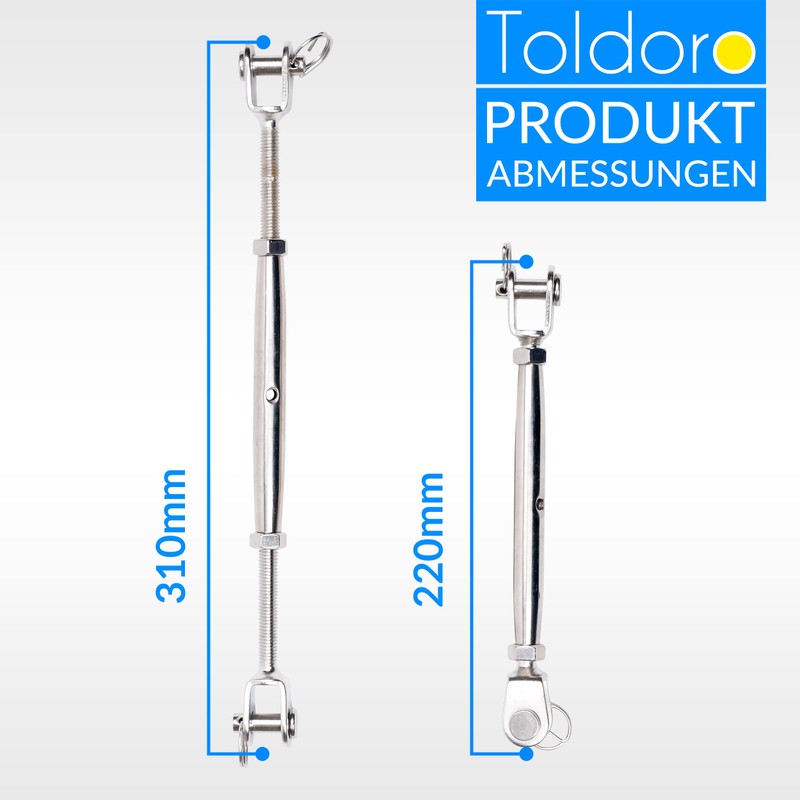 Toldoro Pack of 2 M10 Turnbuckles Stainless Steel V4A /