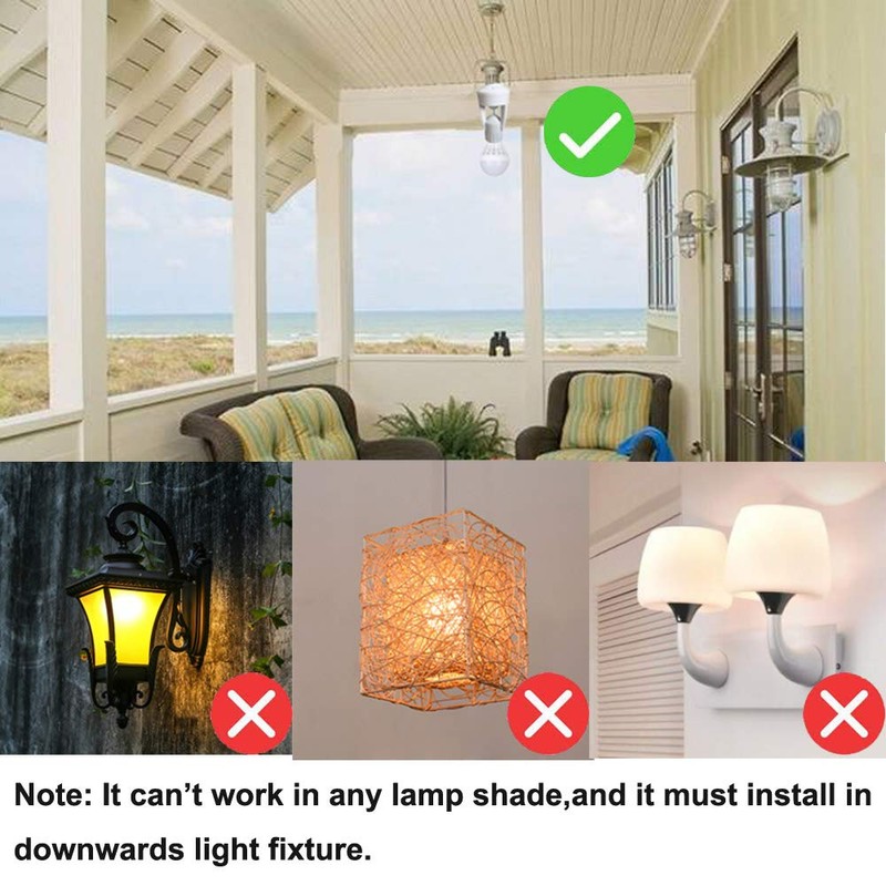 PIR Motion Sensor Light Socket,E26/E27 Smart Lamp Bulb Holder Adapter