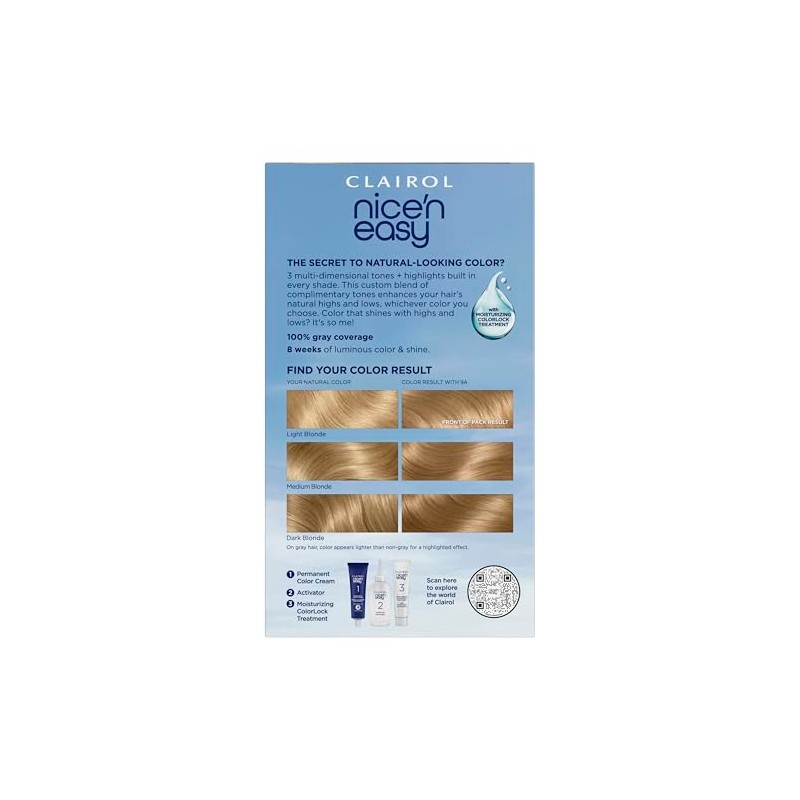 Clairol Nice'N Easy Crème 9A Light Ash Blonde (3 Kits)