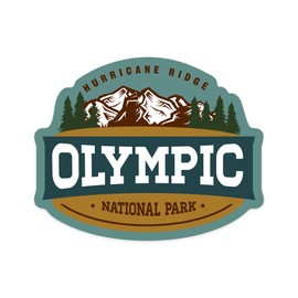 Die Cut Sticker Olympic National Park, Washington, Hurricane Ridge, Contour Press Artwor Vinyl Sticker 1 to 3 inches (Waterproof Decal for Cars, Water Bottles, Laptops, Coolers), Small