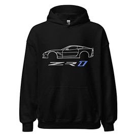 JG Infinite C7 Vette ZR1 Outline Line Art Car Meet Custom Unisex Hoodie Black