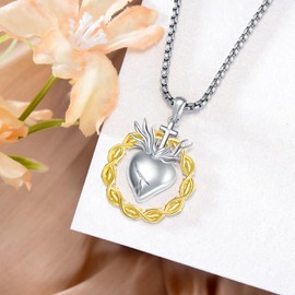 Ruichicoo Heart Necklace for Women 925 Sterling Silver Heart Pendant Necklace Heart Jewelry Gifts for Mom Grandma Grandma, normal, Sterling Silver, No Gemstone