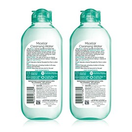 Garnier SkinActive Micellar Water with Hyaluronic Acid, Facial Cleanser & Makeup Remover, 13.5 Fl Oz (400mL), 2 Count (Packaging May Vary)