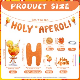 Aperol Decorative Glitter Banner Holy Aperoli Orange Garland with 50 Pieces Confetti Confetti Decoration for JGA Birthday Party Summer Beach Party Carnival