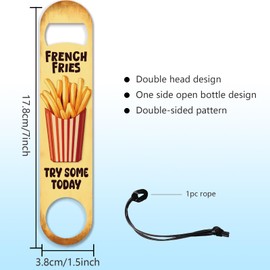 GLOBLELAND 7 Zoll Pommes Frites Art Flaschenöffner Aus Edelstahl Mit PU Lederkordel Vintage Fast Food Bierflaschenöffner Flacher Flaschenöffner Für Zuhause Bar Restaurant Kneipe Küche Restaurant
