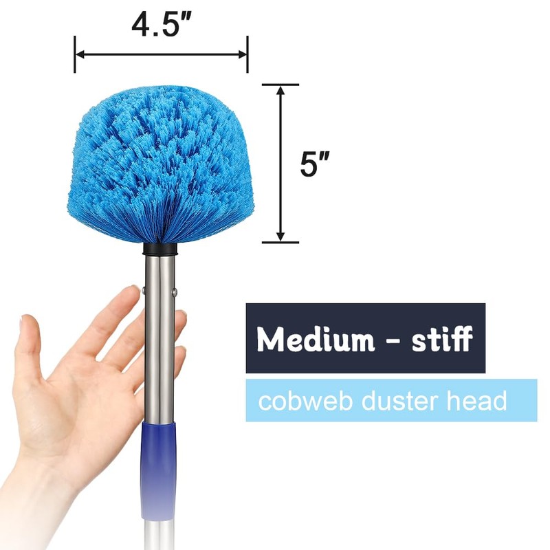 Extended Reach Cobweb Duster with 8-Foot Pole - Medium Bristle