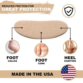 Adhesive Moleskin for Feet - Blister Bandages Precut Kidney Metatarsal Pads - 3" - Callus, Heel, Corns, Blister Prevention, Shoe Friction - 5 pairs (10 Pieces)