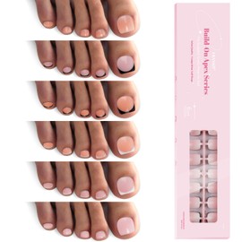 EBANKU 180 Pcs French Short Square Press on Toenails, 18 Sizes Acrylic Toe Nails Tips Luxury Full Cover False Toenails for Women Girls Toe Nail DIY