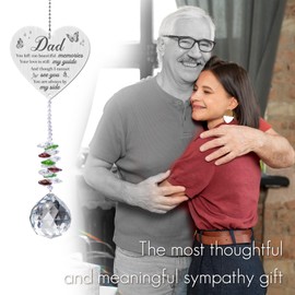 Vetbuosa Memorial Crystal Suncatcher,Memorial Gifts for Loss of Dad,Bereavement Gifts for Loss of Father,Hanging Crystals Ornament for Window Rainbow Maker Prisms Home Decor Gift