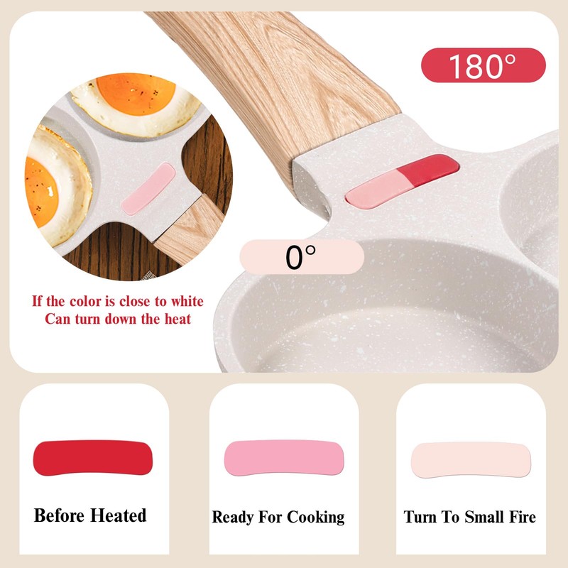 Biubumtu Egg Frying Pan Nonstick - 3 Section Egg Skillet