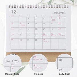 2026 Small Desk Calendar Monthly Planner Standing Flip Daily Desktop Calendar from January 2026 to December 2026 To Do List Planner for School Office Home