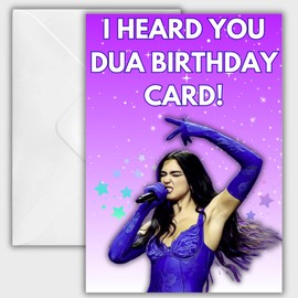 Dua Lipa Birthday Card - Funny Birthday Cards for Women - Dua Lipa - Happy Birthday Card for Mum Sister Daughter Auntie Cousin Bestie Best Friend Work Colleague