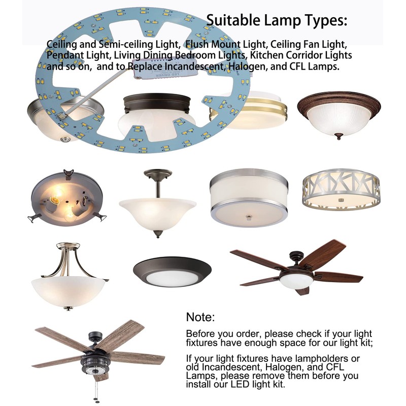OLYMSTAR - Kit de luz LED de repuesto para ventilador