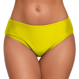 Halcurt Women's Mid Waisted Bikini Swimsuit Bottoms Full Coverage Swim Bottoms Yellow M