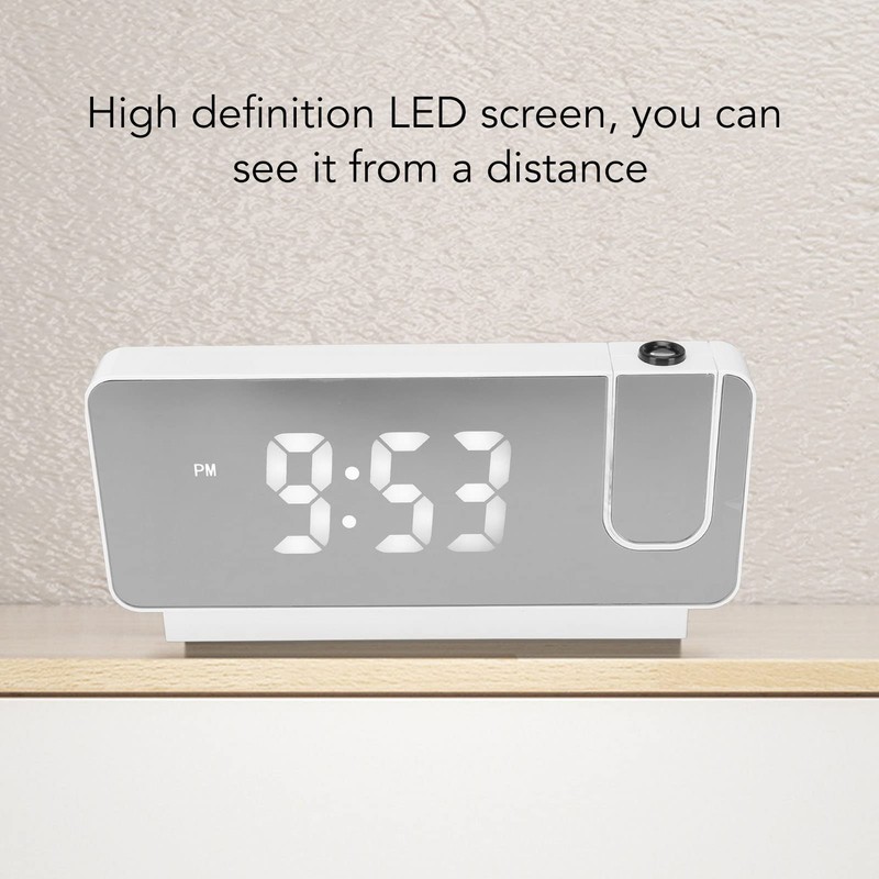 LED Projection Alarm Clock for Bedroom, Digital Clock with 180°