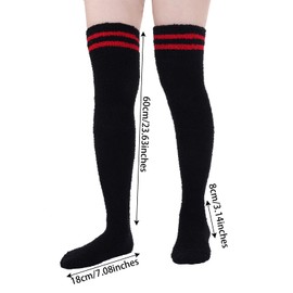 baotongle 2 Pairs High Thigh Socks Striped Over Knee Long Stocking Knee High Leg Warmer Warm Fleece Leg Warmers Over Knee Socks