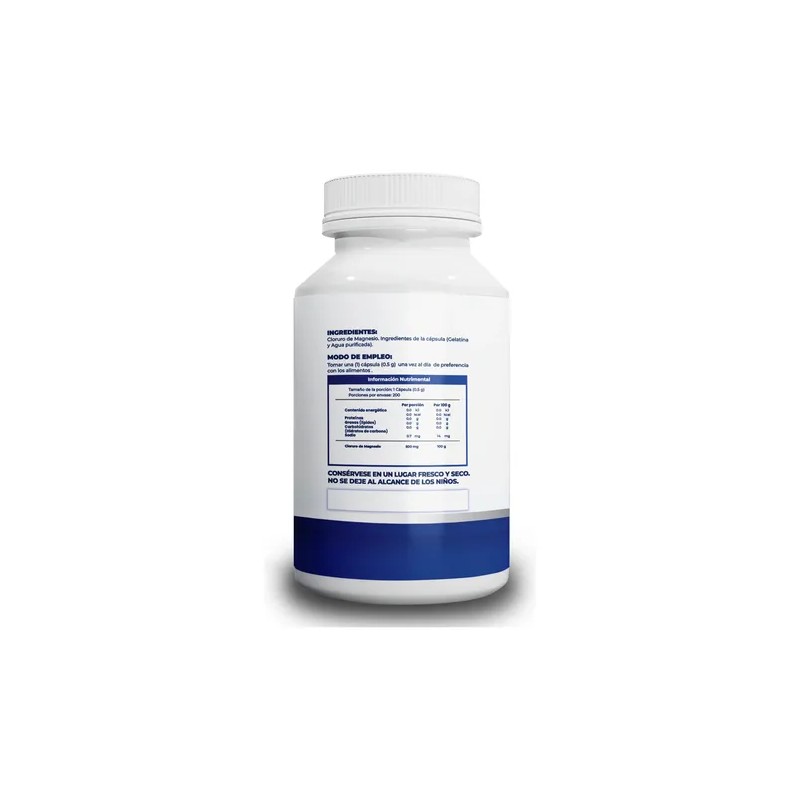 Cloruro De Magnesio 500 Mg 200 Cápsulas.