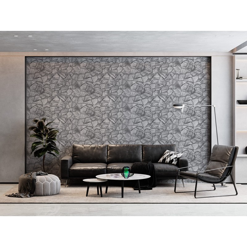 Dundee Deco 3D Wall Panels - White Charcoal Faux Stone
