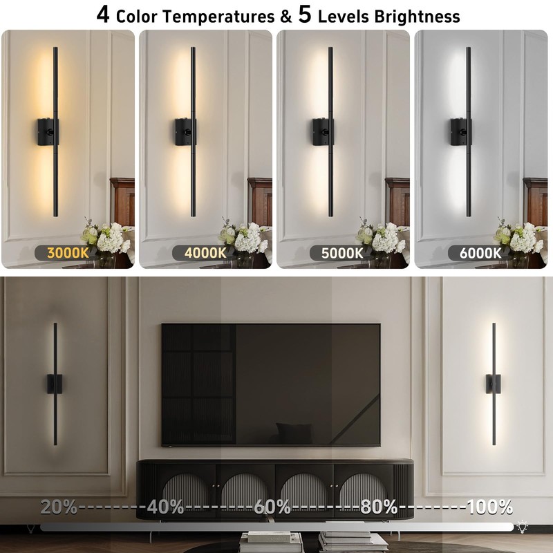 iThird Battery Operated Wall Sconces Set of 2: 10000mAh Rechargeable