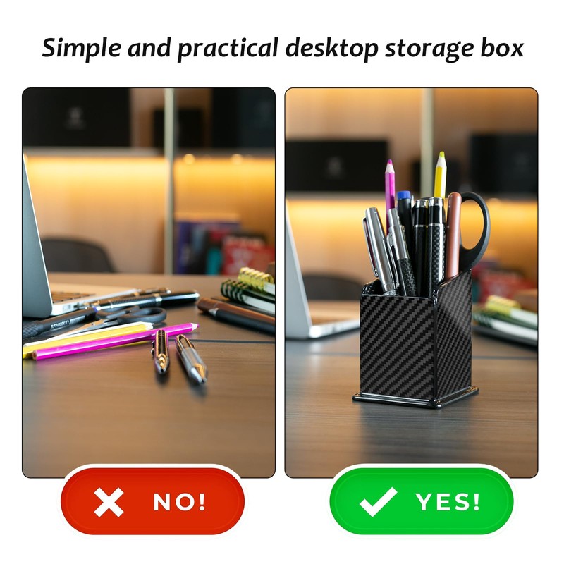 Carbon Fiber Pen Holder Pencil Holder for desk, Desktop Organizer