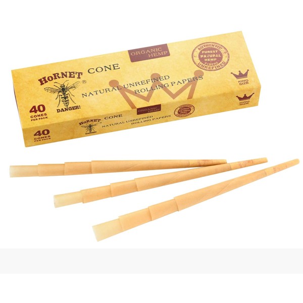 HORNET Pre-Rolled Cones, 40 PCs Tubes of King Size, Raw Cones Rolling Papers with Tips (110mm)
