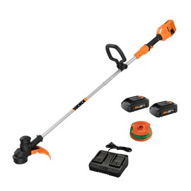WORX Cordless String Trimmer, 13'' Electric Weed Eater with Dual-Exit Cutting Head, 40V Electric Weed Wacker with Auto Feed, 2 Batteries & Charger Included, WG183