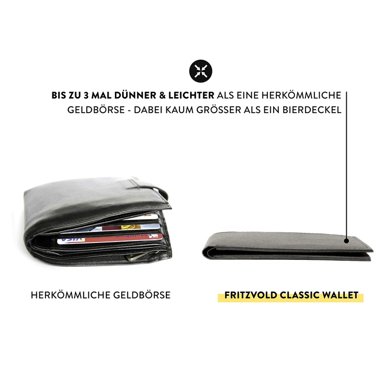 FRITZVOLD ® Men's Wallet with RFID Protection Black Wallet Men's