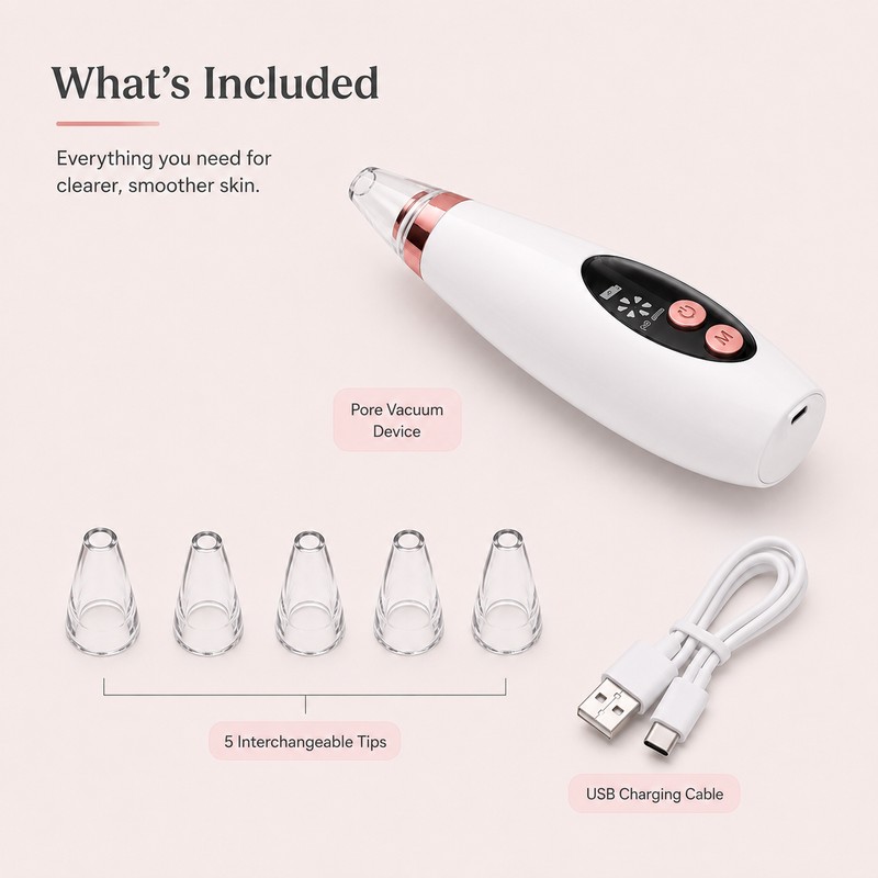 USB Rechargeable Blackhead Remover – Adjustable Suction Pore Vacuum Cleaner