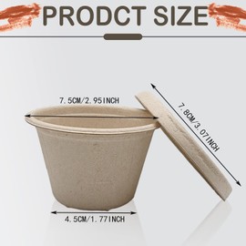 Goiio 50 Pcs 4 Oz Bagasse Fiber Condiment Cups with Lids, Compostable Portion Cups, Disposable Souffle, for Snack Dressing Food Storage