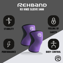 Rehband 5mm Knee Sleeves for Functional Training, Cross-Training & Powerlifting, Weightlifting Knee Support made of Neoprene, Unisex, Colour:Purple, Size:Large