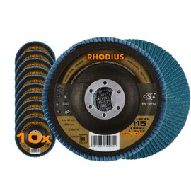 Rhodius Inox Fan Grinding Discs LSZ F3 Diameter 115, 125 mm K40 - K80 for Angle Grinder Abrasive Mop Discs 5 - 10 Pieces, Ø 115 mm, Grain size: 80
