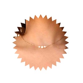 Inateannal Vintage Pearl Choker Necklace Gold Pearl Pendant Necklace Pearl Floating Chain Necklace Vintage Pearl Wedding Necklace Jewellery for Women Girls, Zinc, No Gemstone