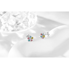 Onnzin Titanium Earrings,Hypoallergenic Titanium Earrings for Sensitive Ears,Implant Grade Titanium Helix Flat Back Stud Earrings for Girls Women