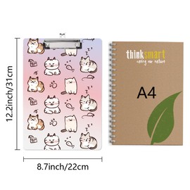 CRASPIRE Acrylic Clipboard A4 Cat Writing Board with Stainless Steel Clip Rectangle Animal Writing Instrument Decorative Clipboards Forms Holders for Office Supplies School Students Clipboard Folder