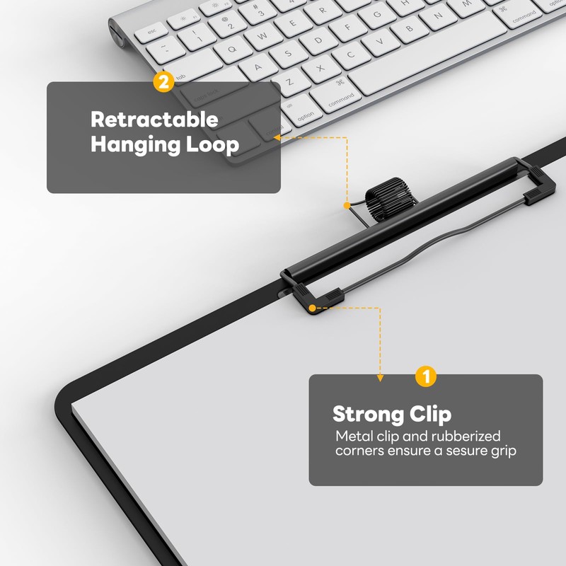 Juvealoe Horizontal Clipboard with Pen Holder, Black 8.5 x 11