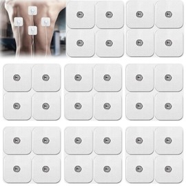 32 Stücke Elektroden Pads, 50 x 50mm Nachkaufset selbstklebende Gel-Elektroden Pads, Selbstklebende Eletroden für Sanitas & Beurer Tens Maschinen Tens Pads mit 3.5mm Druckknopfverbindung