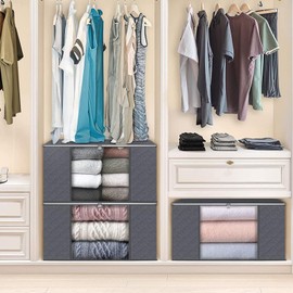 Closet Storage Bins - Clothing Organizer | Folding Sweater Organizer with Clear Window & Handle for Closet Dorm RV Travel Laundry Bathroom