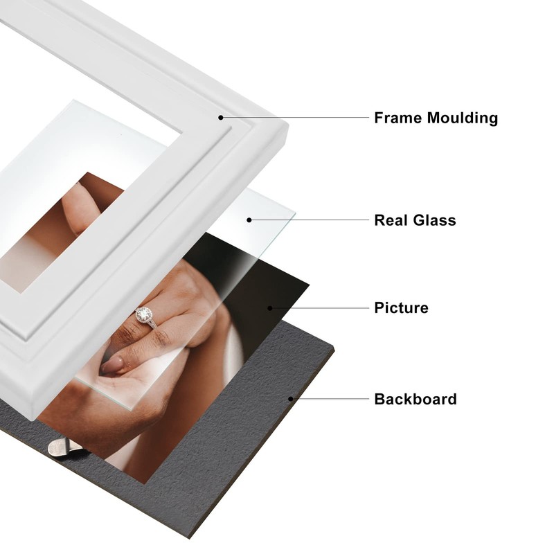 WISADD Horizontal 5X7 Picture Frames Double Hinged Wood Folding Photo