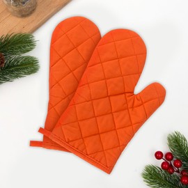 AYNKH Set of 2 Heat Resistant Oven Gloves with Hanging Ring, Non-Slip Pot Holder Glove Extra Long Cotton Cooking Gloves for Cooking Baking Grilling (with 2 Reusable Cleaning Cloths)