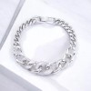 Unbranded Cuban Link Rhodium Plated with Cubic Zirconia Bracelets 9"