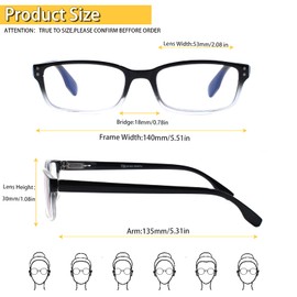 Kerecsen 4 Pack Reading Glasses for Men and Women with Spring Hinges, Lightweight Black Rectangular Readers Eyeglasses (4 Pack Black/Clear, 1.25, diopters)