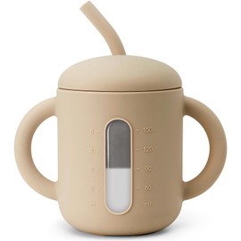 SAMiGO Silicone Baby Straw Cup for 6 12 18 Months, Sippy Cup for Infant and Toddler Training and Water Drinking, 6 OZ