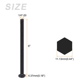 METALLIXITY Hex Head Bolts (1/4-20 x 6) 20Pcs, 304 Stainless Steel 18-8, Fully Threaded, External Hex Drive, Hex Head Screw Bolt, Black Oxide
